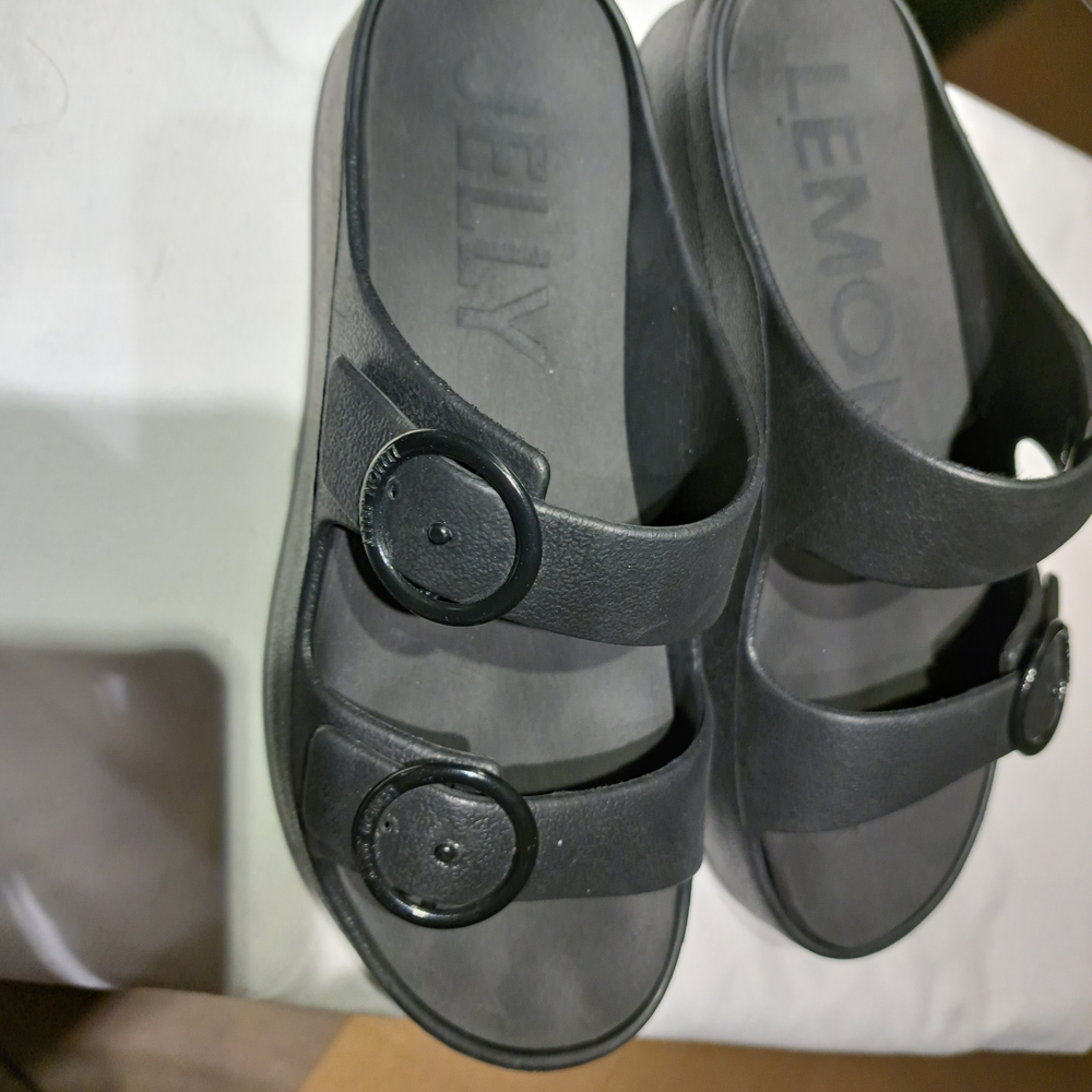 Jelly Black Double Strap Sandals